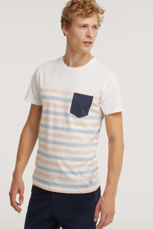 gestreept regular fit T-shirt JWHGMS koraal/wit/blauw