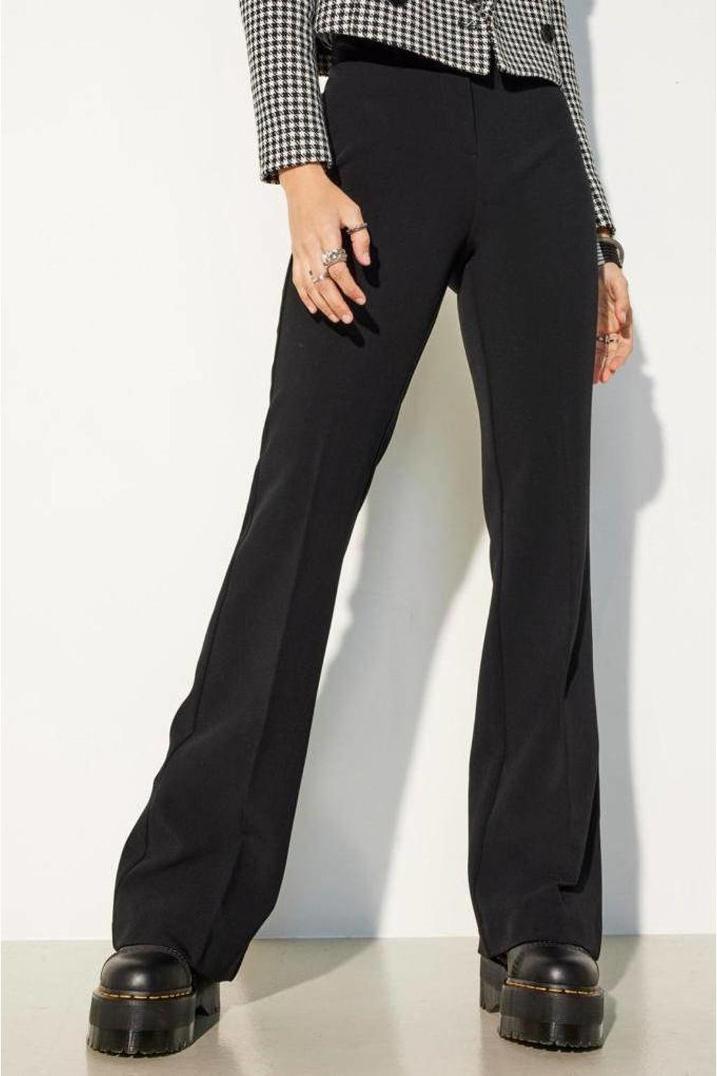 Zwarte dames ONLY high waist flared broek met ritssluiting