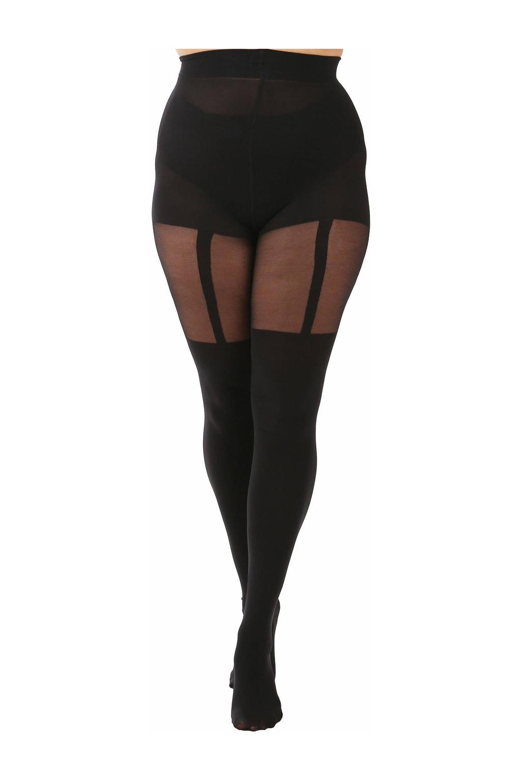 Pamela Mann Plus Size panty met jarretel effect zwart
