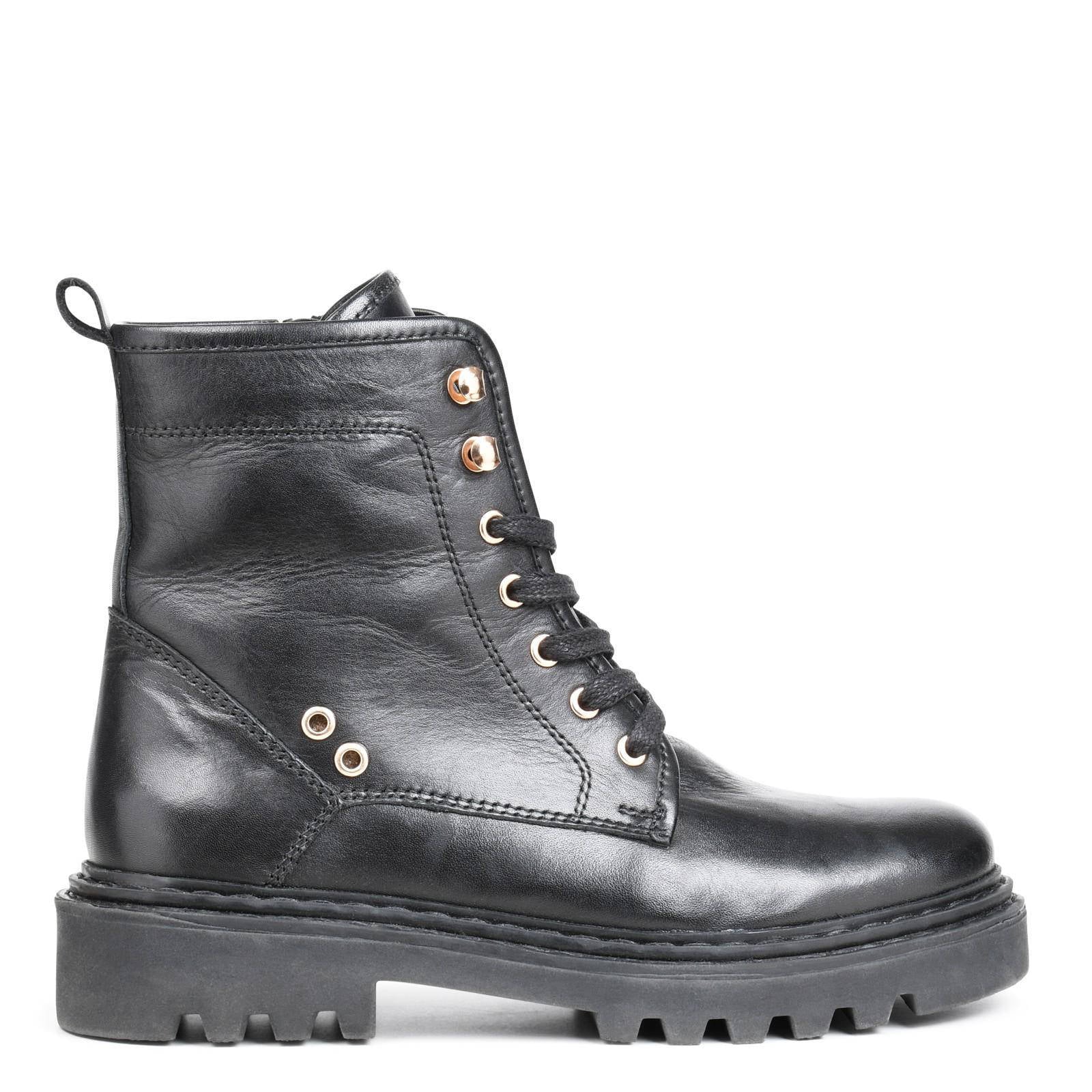 PS Poelman Saturno leren veterboots zwart | wehkamp