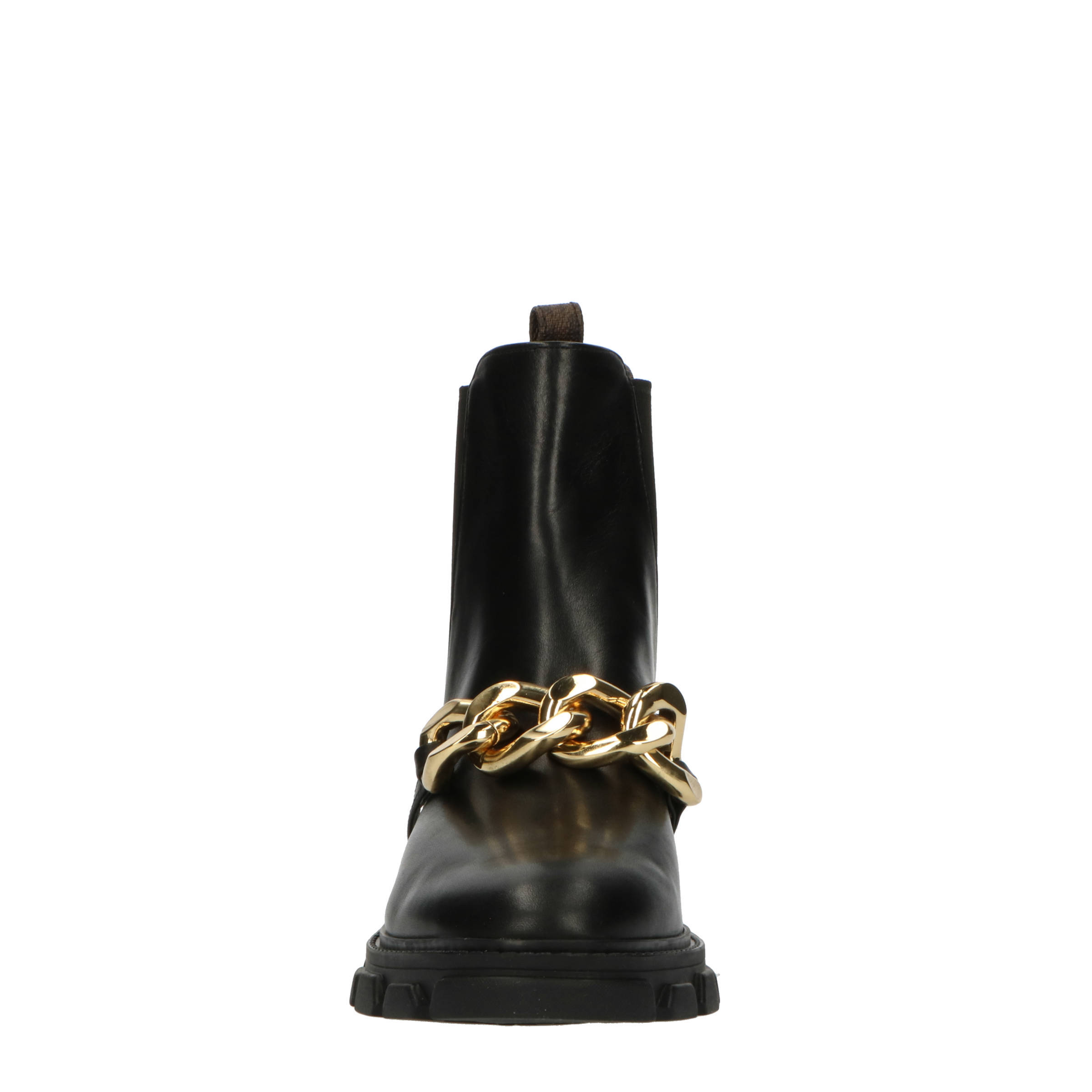 Michael Kors Scarlett Bootie leren chelsea boots met chain zwart/bruin |  wehkamp