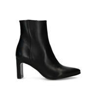 thumbnail: Zwarte dames Manfield leren enkellaarzen met hak(je), ritssluiting en effen