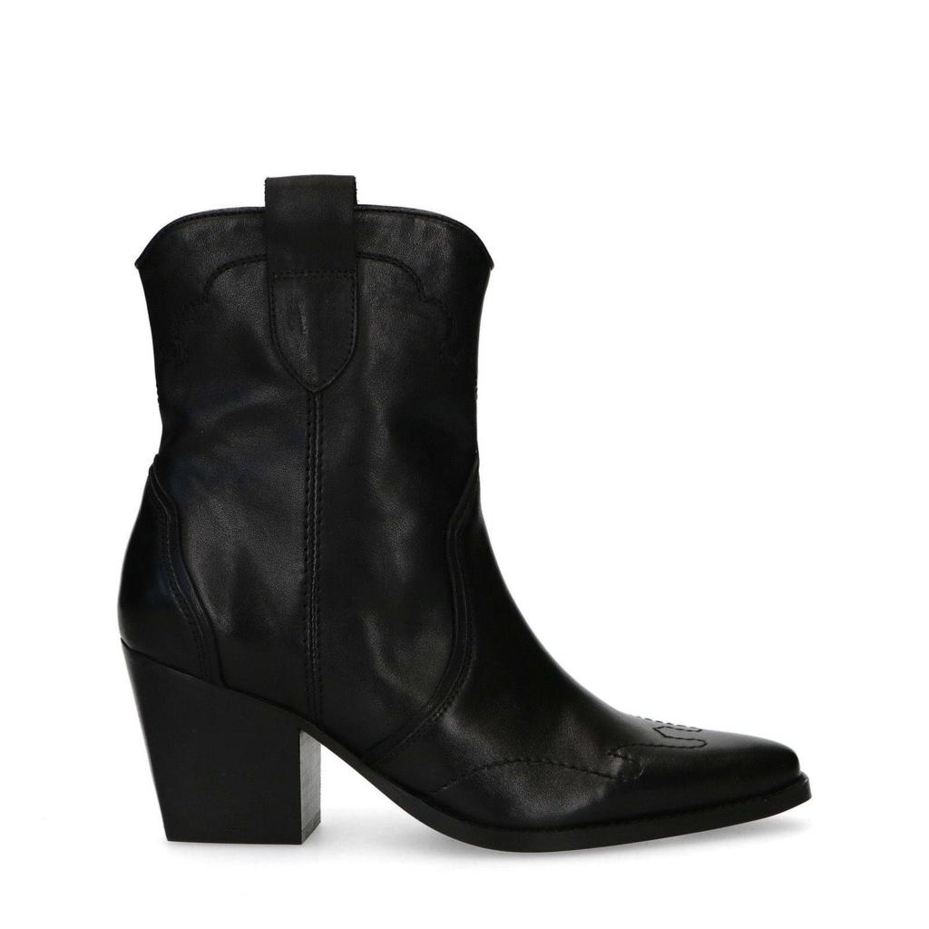 Zwarte dames Manfield leren cowboylaarzen met ritssluiting