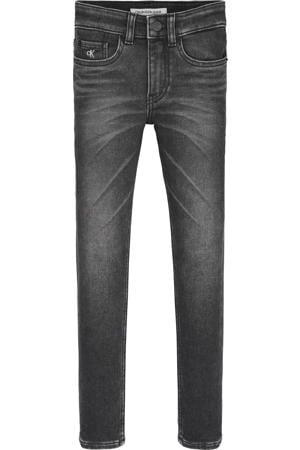 tapered fit jeans met logo grijs
