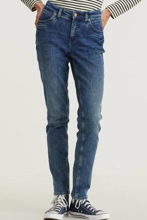 high waist straight fit jeans Mel dark blue modern wash