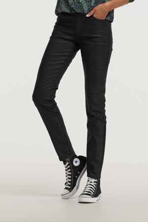 coated skinny broek zwart