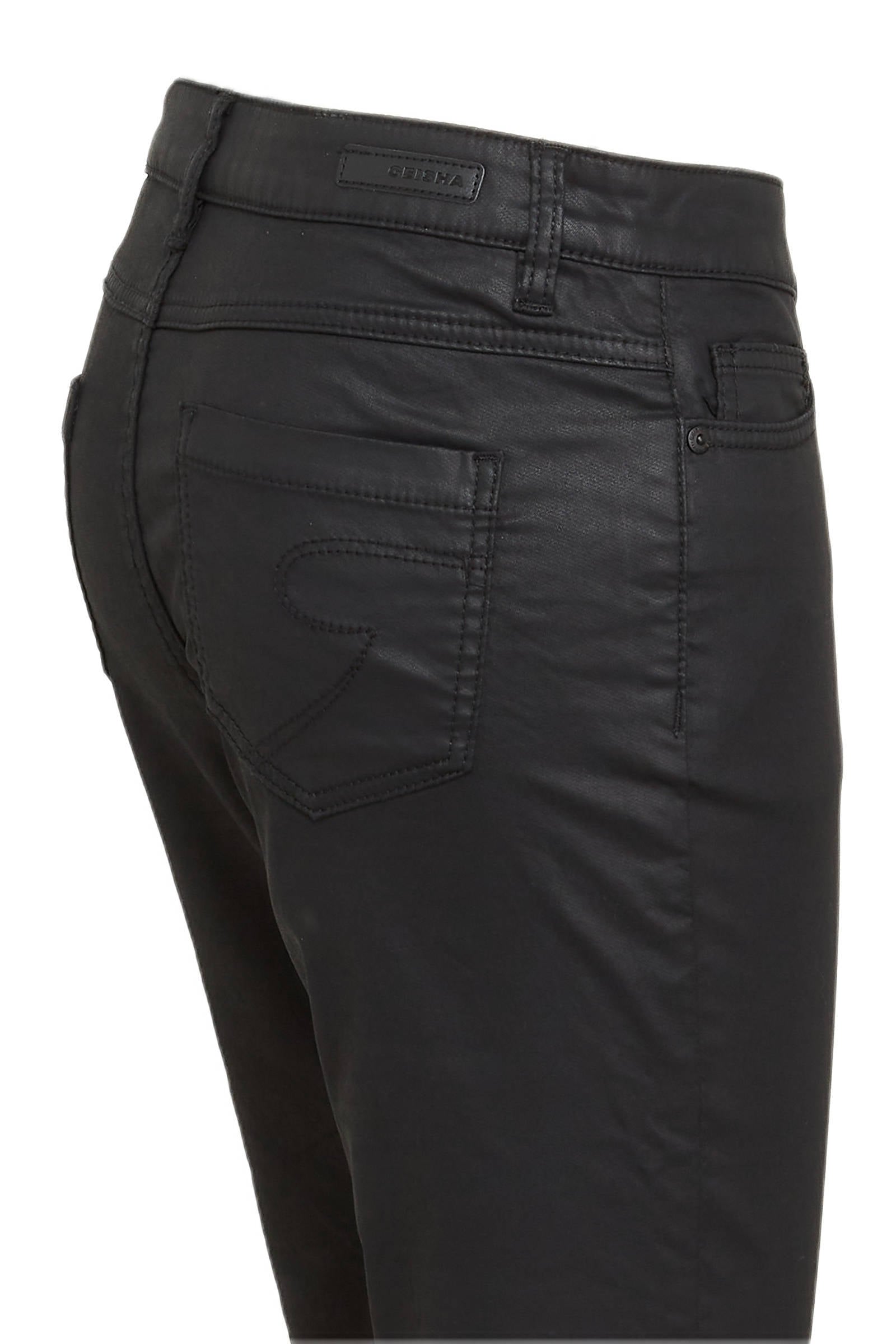 Geisha coated skinny broek zwart | wehkamp