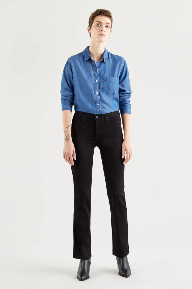 ingenieur impliceren vrouw Levi's 314 shaping high waist straight fit jeans zwart | wehkamp