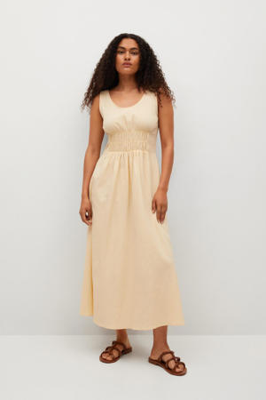 maxi jurk met plooien geel