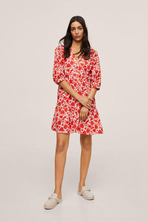 A-lijn jurk met all over print rood
