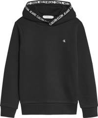 Zwarte jongens CALVIN KLEIN JEANS hoodie van sweat materiaal met logo dessin, lange mouwen en capuchon