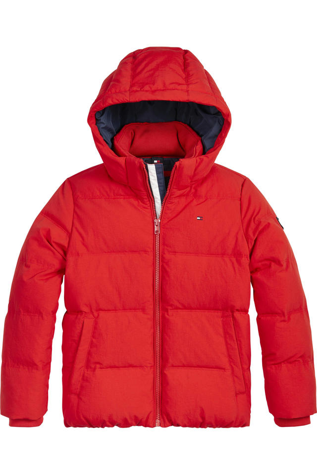Zullen Niet verwacht Classificatie Tommy Hilfiger gewatteerde winterjas met logo rood | wehkamp