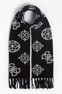 GUESS sjaal met all-over-print zwart, Zwart/wit