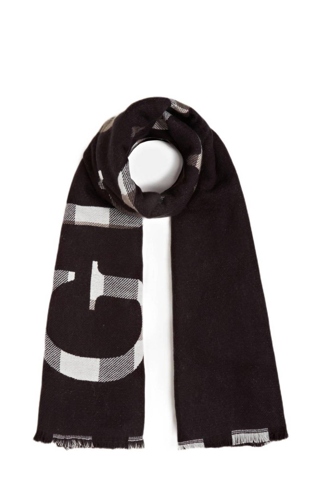 GUESS sjaal met logo zwart, Zwart