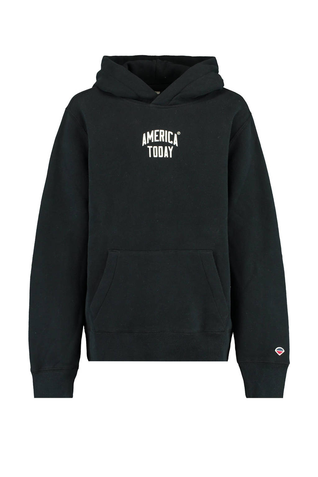 Zwarte jongens America Today Junior hoodie Steven van sweat materiaal met tekst print, lange mouwen en capuchon