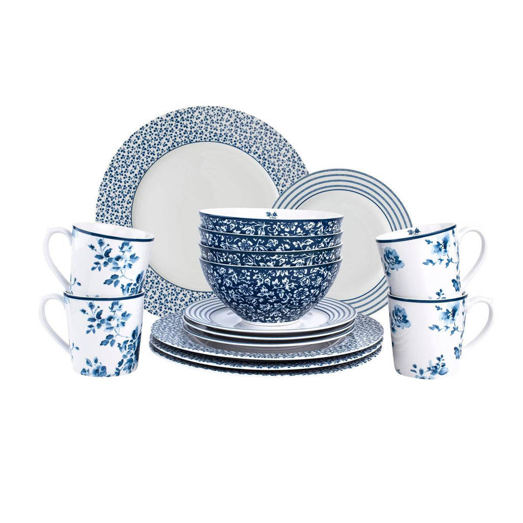 Laura Ashley 16 delige dinerset in giftbox Blueprint Collectables, Wit