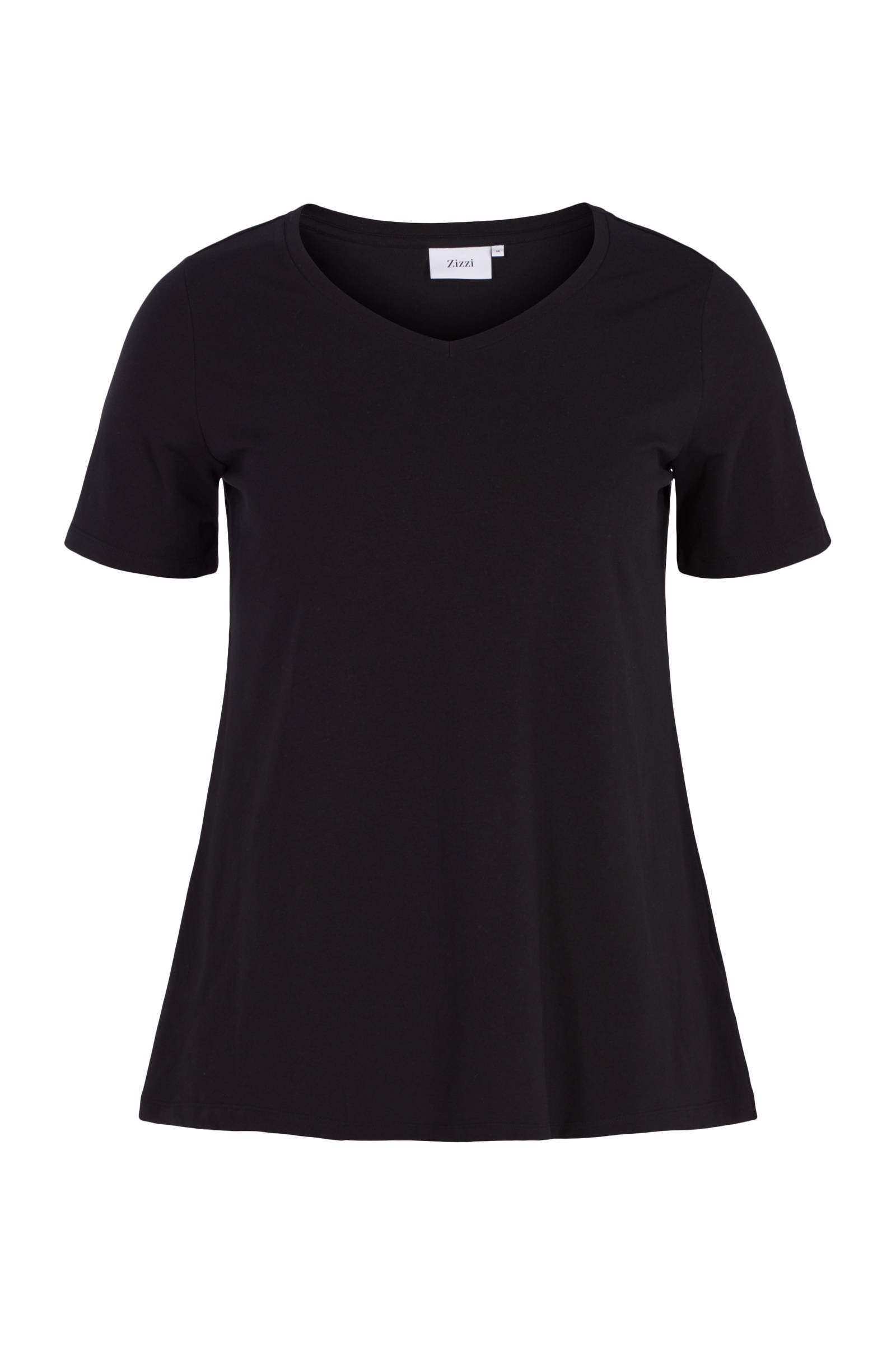 Zizzi T shirt met V hals en korte mouwen zwart online kopen