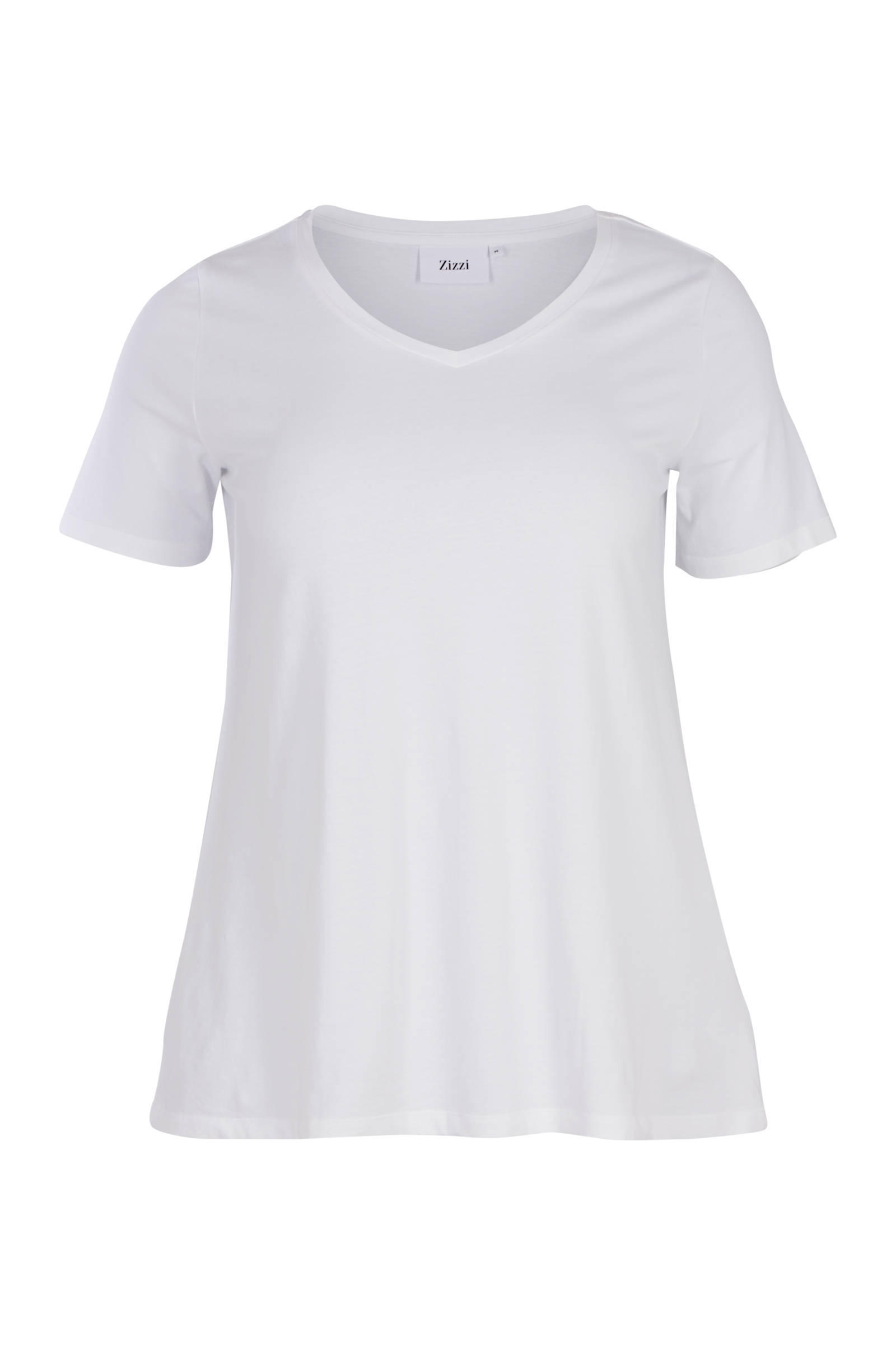 Zizzi T shirt met V hals en korte mouwen wit online kopen