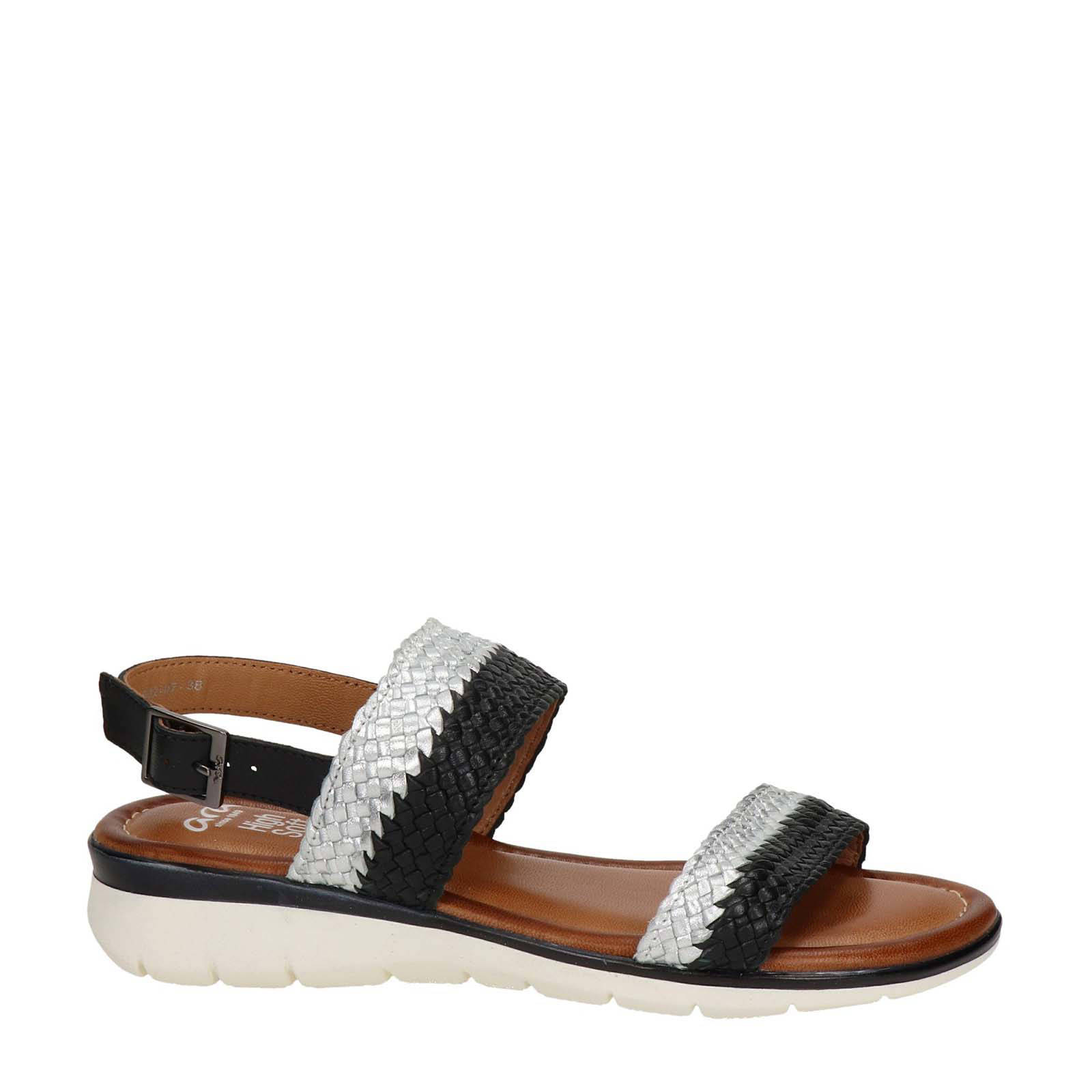 Ara Kreta gevlochten leren sandalen zwart/zilver | wehkamp