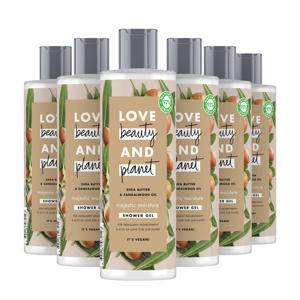 Love Beauty and Planet Shea Butter & Sandalwood Majestic Moisture Showergel - 6 x 400 ml - Voordeelverpakking