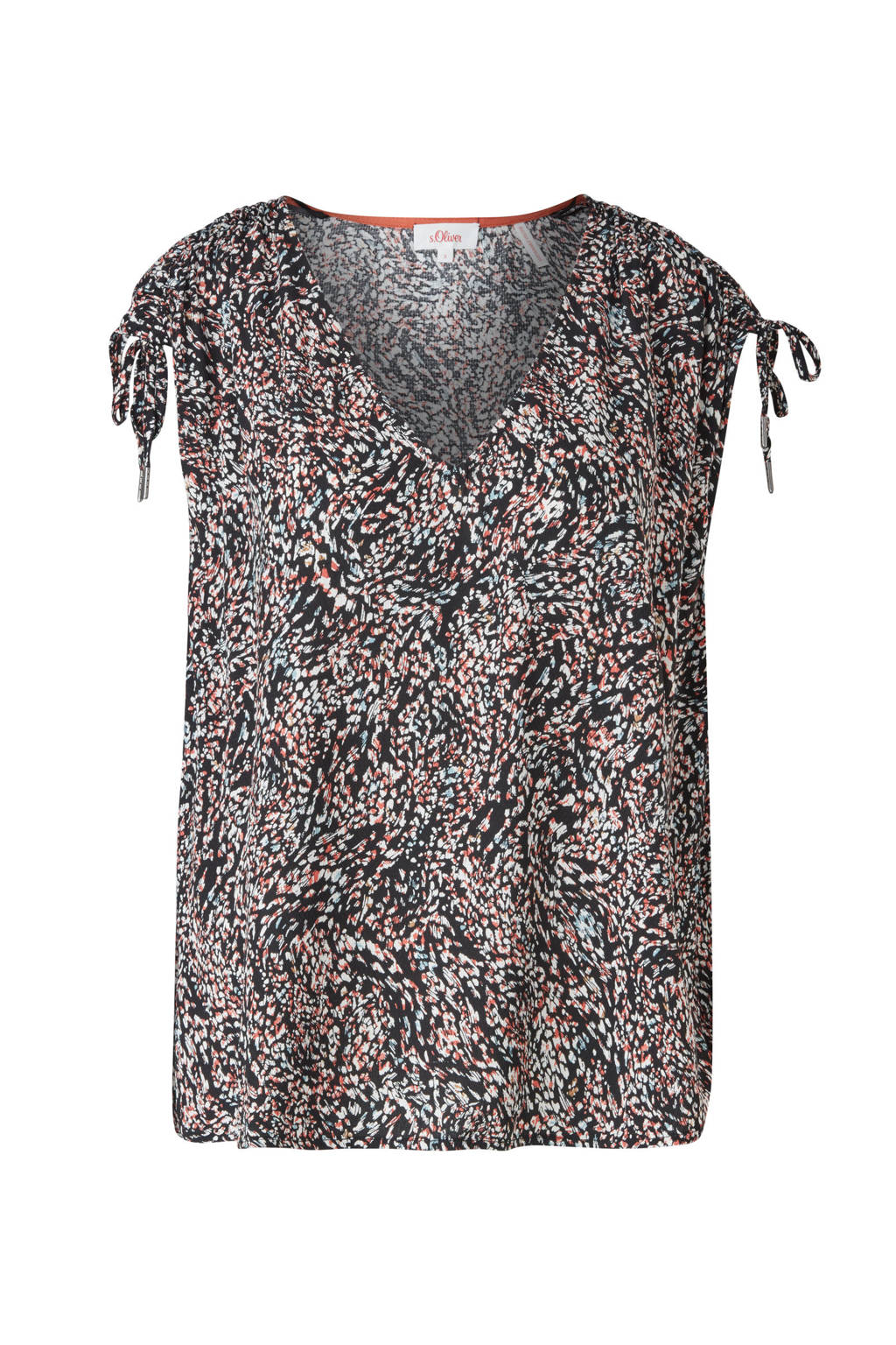 s.Oliver top met all over print zwart/wit/rood, Zwart/wit/rood