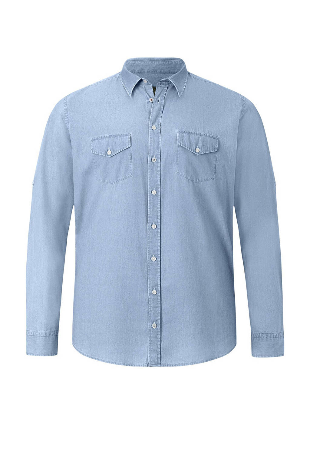 Charles Colby oversized overhemd DUKE DAIRE Plus Size blauw