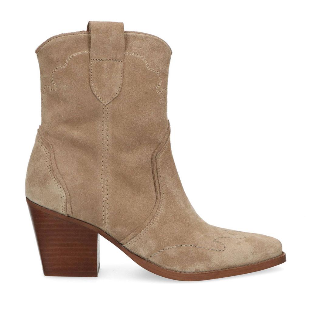 Beige dames Manfield suède cowboylaarzen met ritssluiting