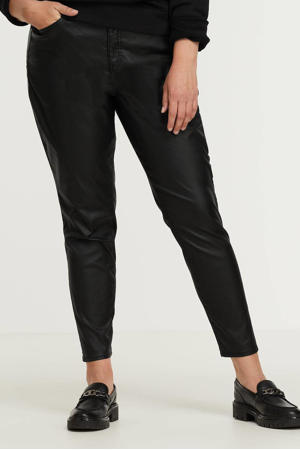 coated high waist skinny jeans zwart