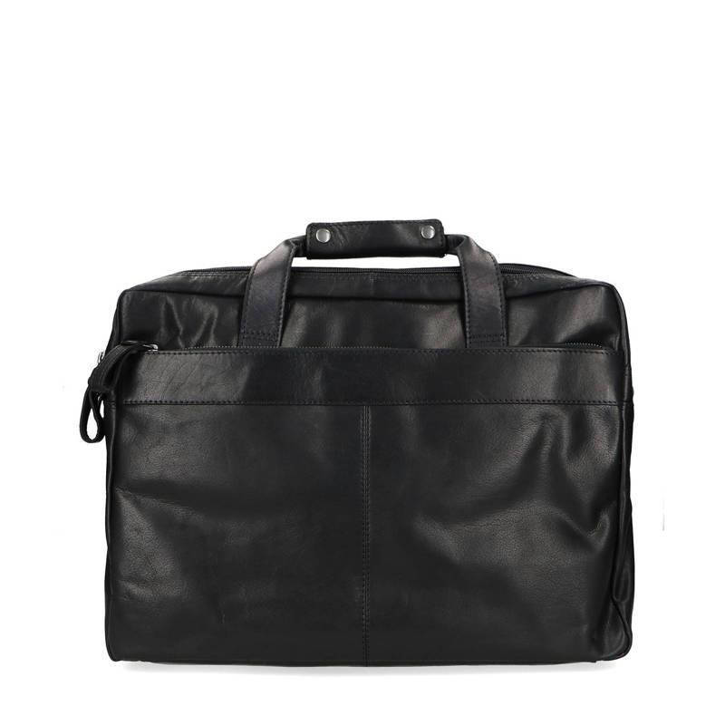 Manfield 17.5 inch leren laptoptas zwart wehkamp