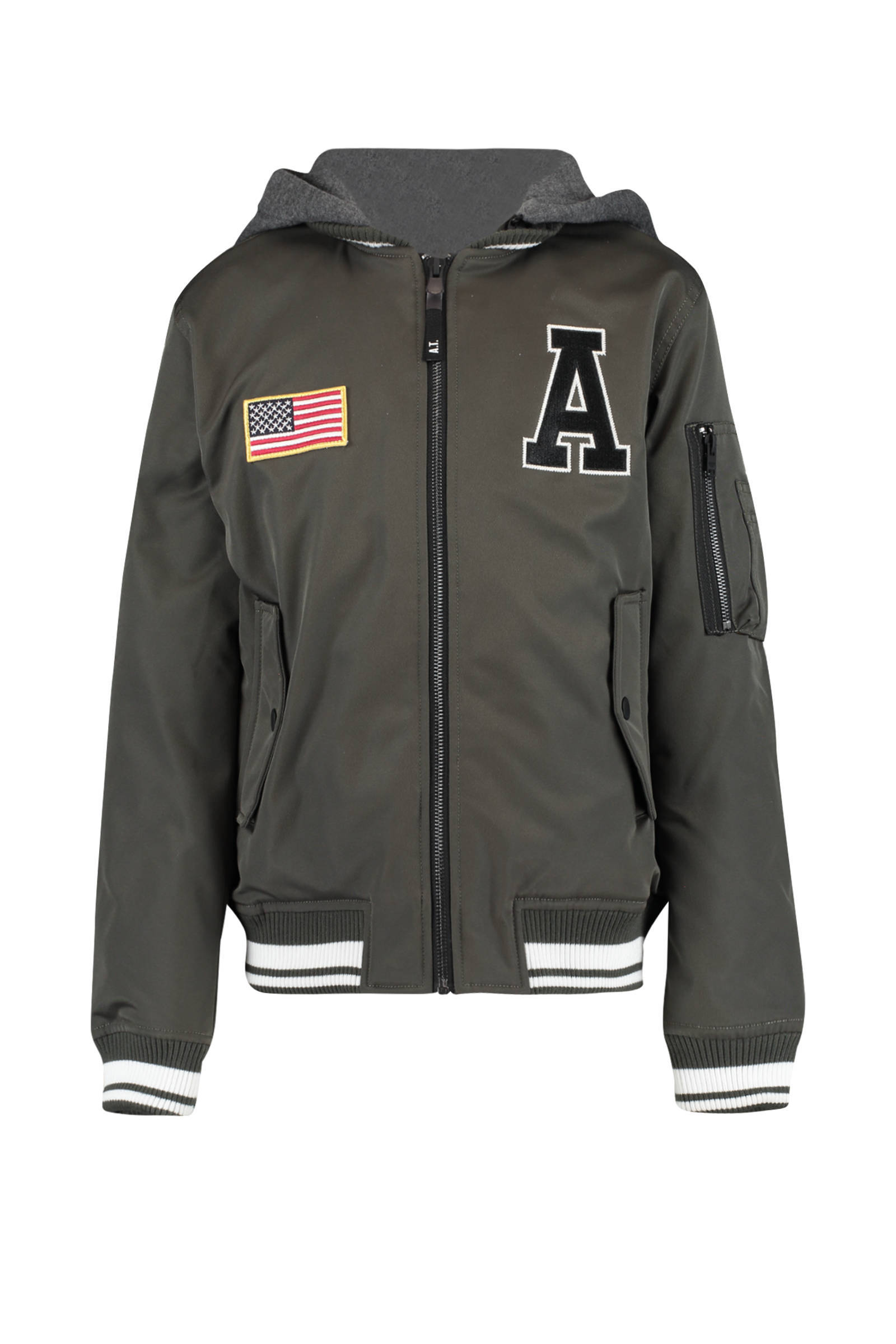 America Today Junior baseball jacket Joey met capuchon army groen online kopen