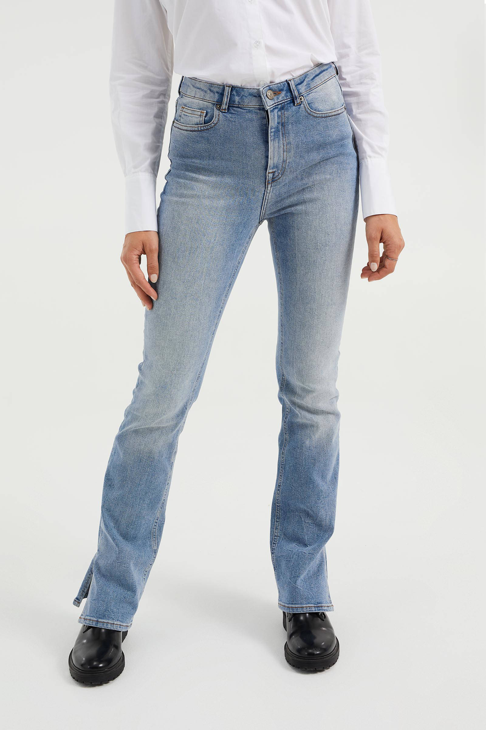 WE Fashion Blue Ridge high waist flared jeans blauw | wehkamp