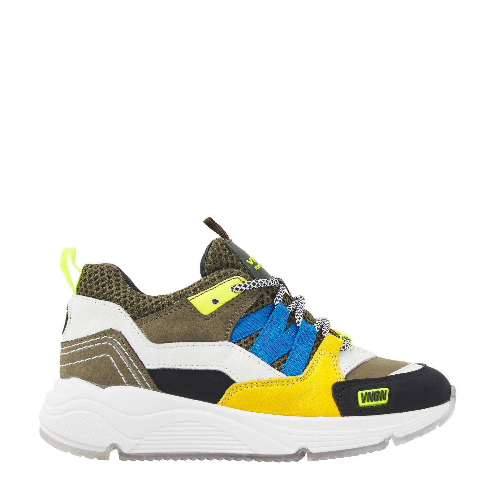 Vingino Danilo nubuck sneakers groen/geel/blauw | wehkamp