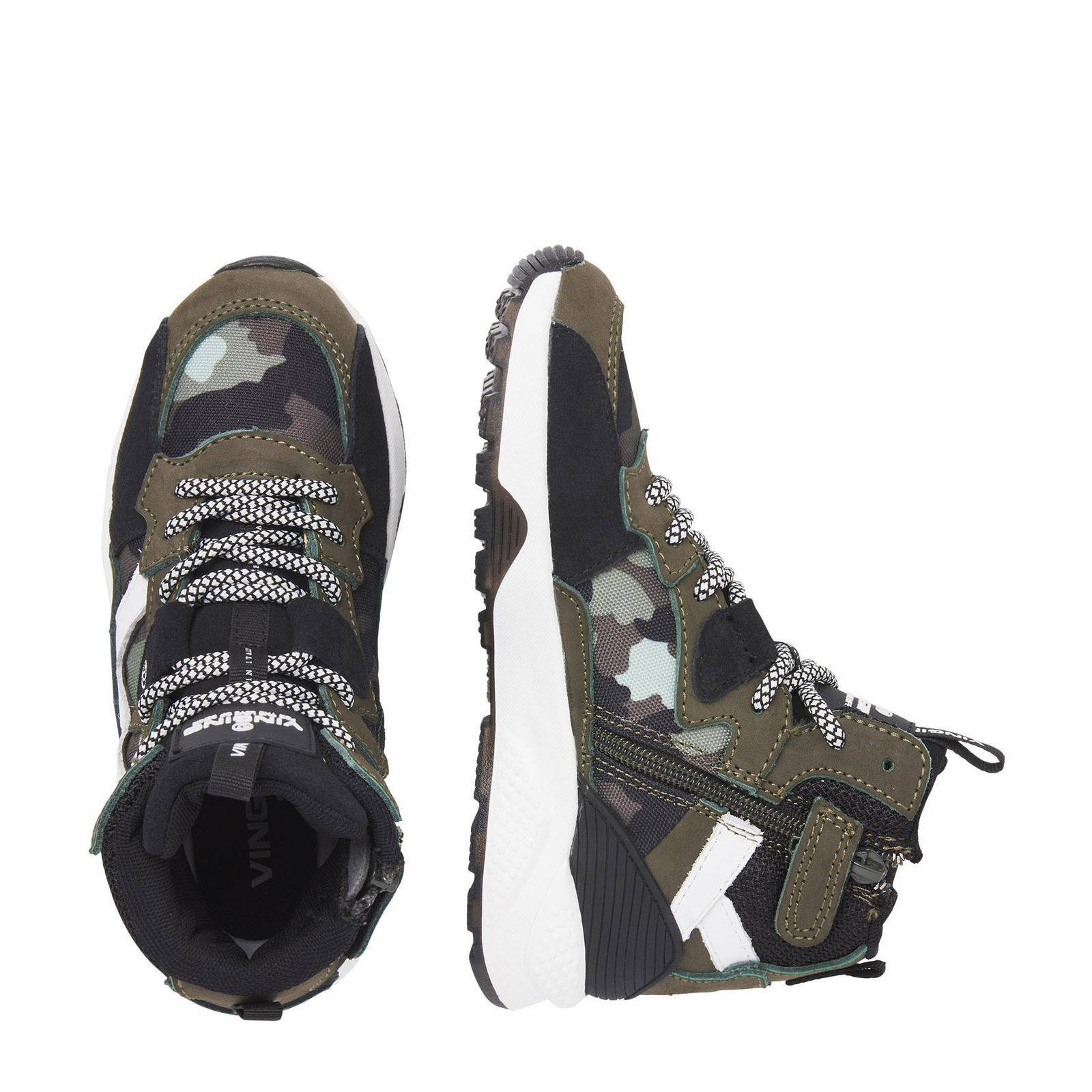 Vingino Gio Mid hoge leren sneakers legergroen | wehkamp
