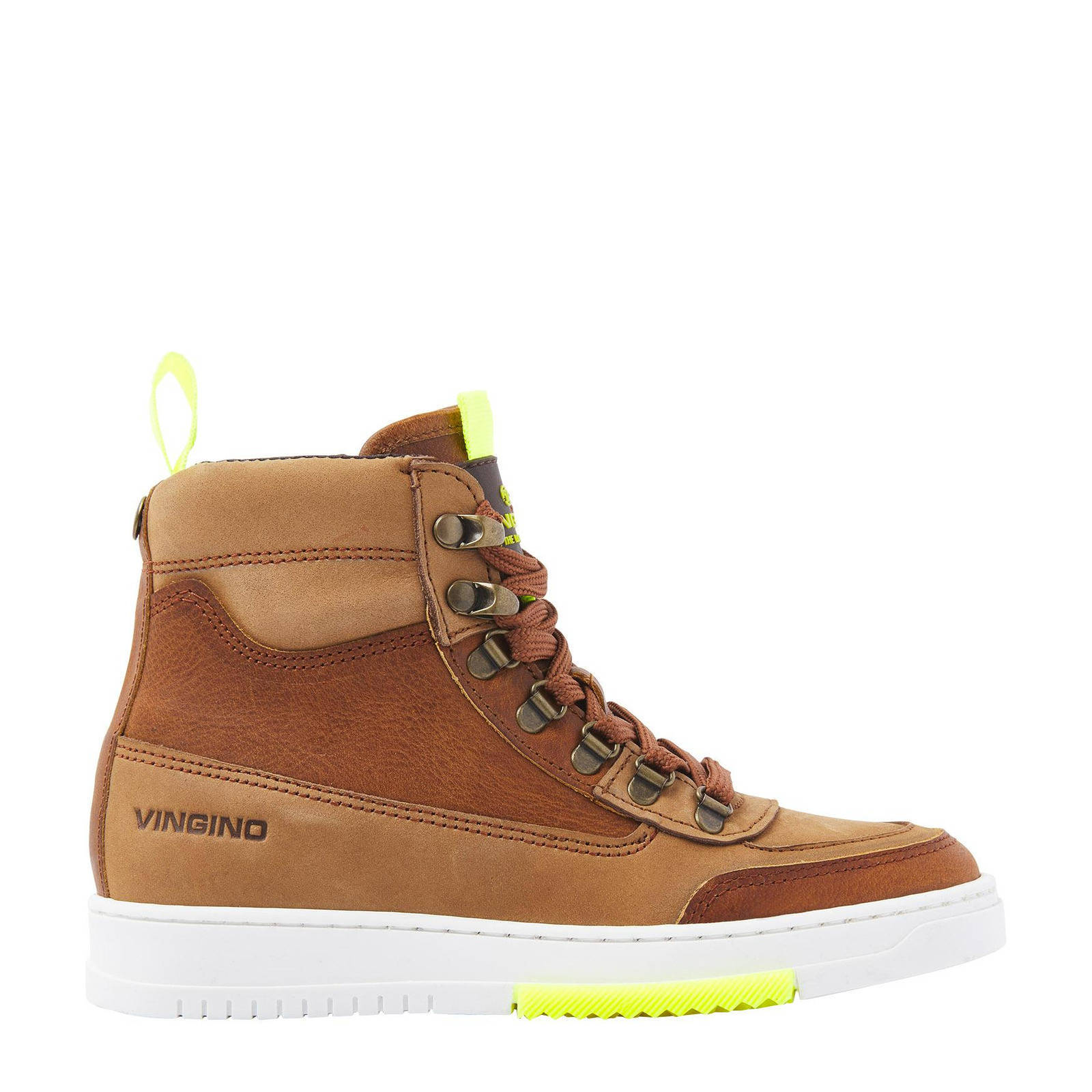 Vingino Jordi leren veterboots cognac | wehkamp