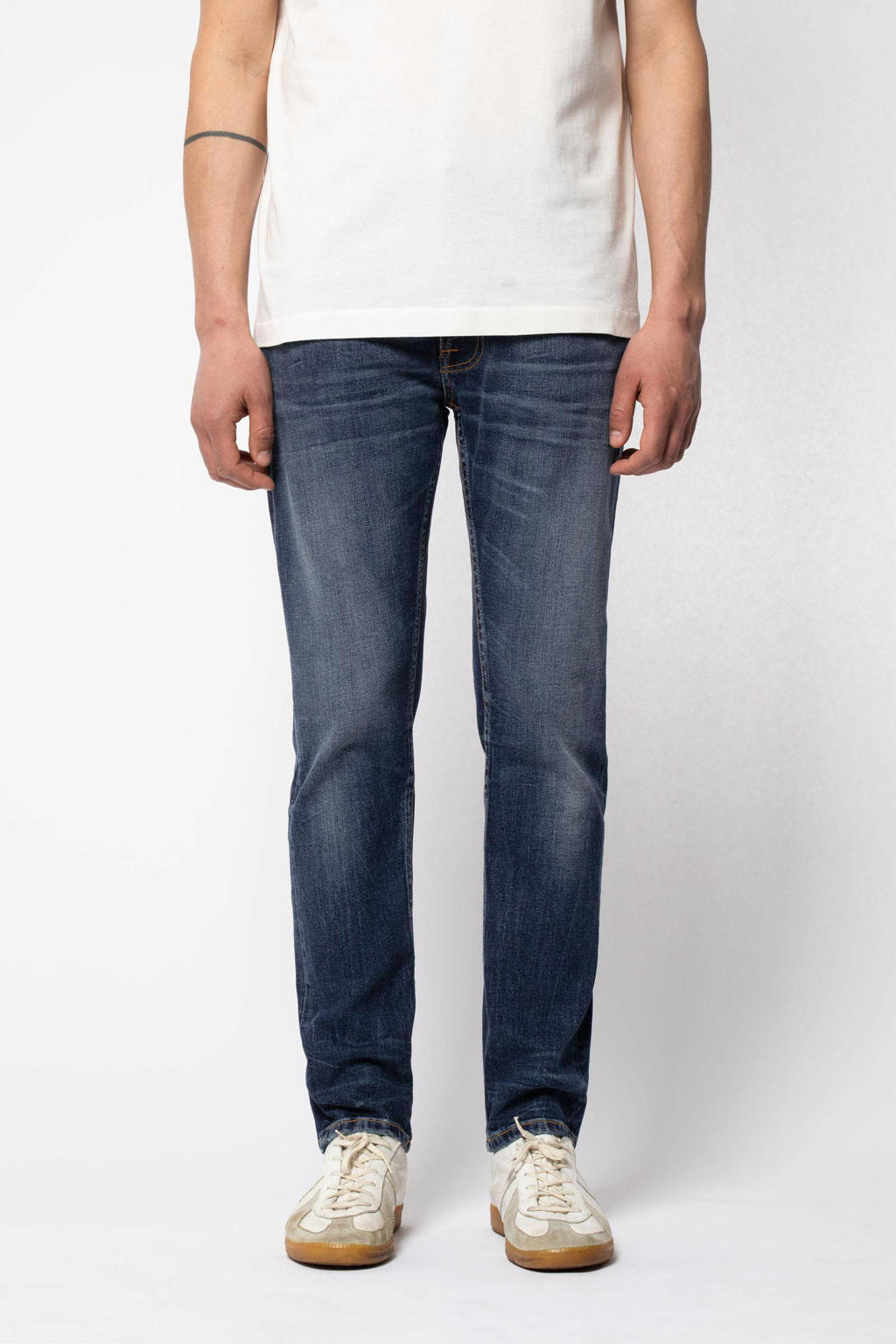 Nudie Jeans slim fit jeans Lean Dean worn indigofera