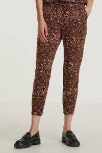 Rood en zwarte dames B.Young slim fit broek Rizetta crop pants van polyester met regular waist