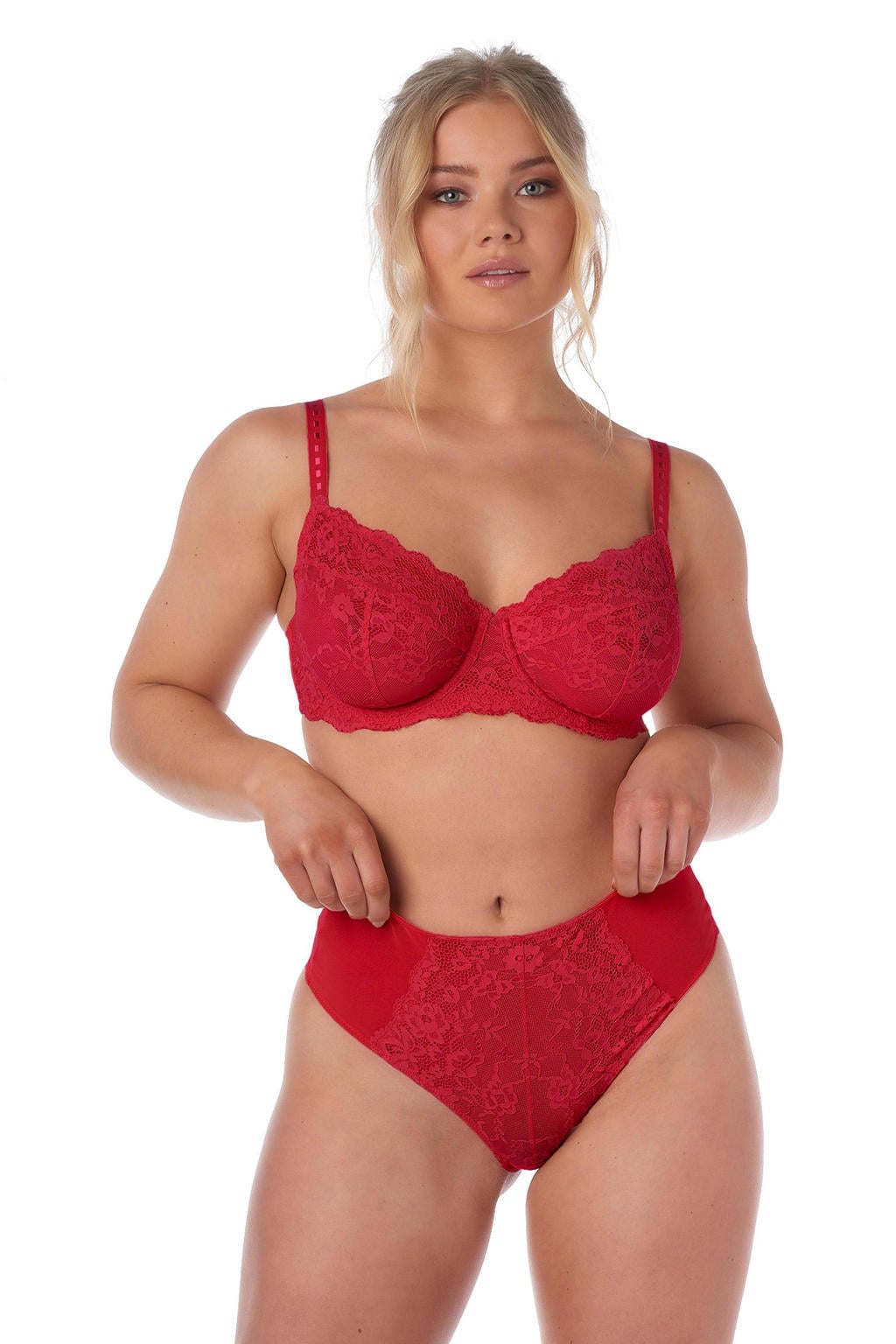 After Eden D-cup & up high waist string Bo rood