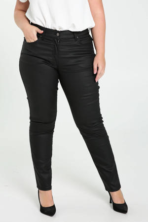 coated slim fit jeans zwart