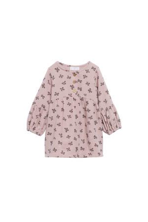 A-lijn jurk met all over print roze/grijs