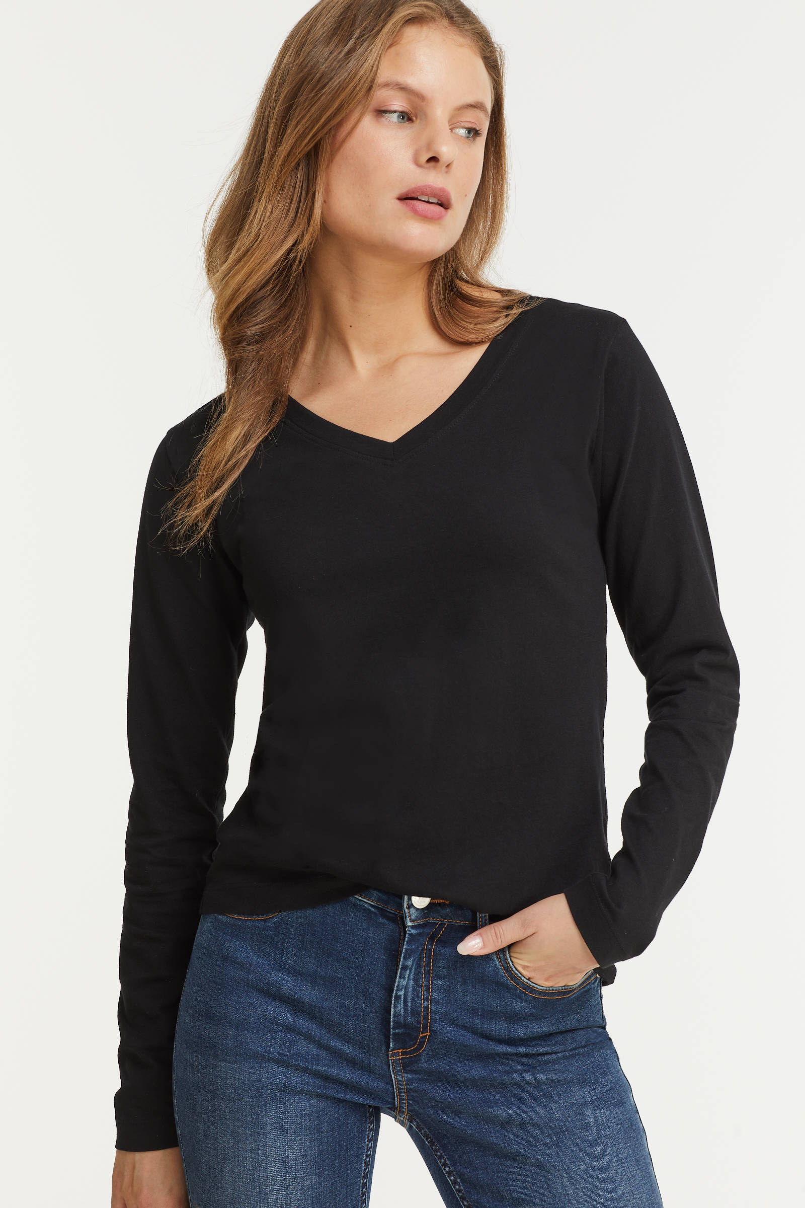 anytime longsleeve t-shirt V-hals | wehkamp