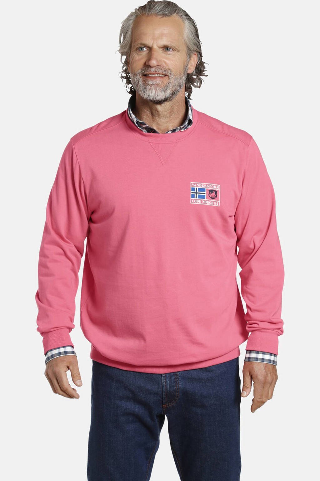 Jan Vanderstorm sweater DEGENAR Plus Size met printopdruk roze