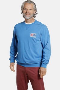 Jan Vanderstorm sweater DENEGAR Plus Size met printopdruk blauw
