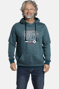 Jan Vanderstorm hoodie BOTHI Plus Size met printopdruk petrol, Petrol