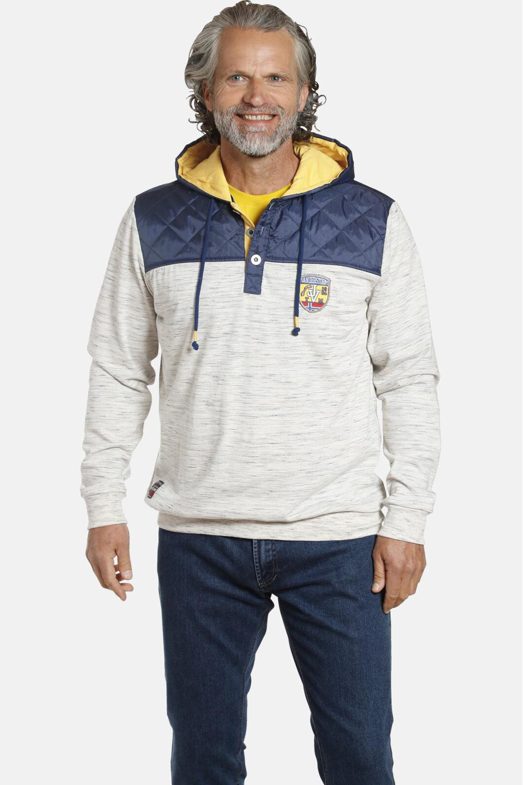 Jan Vanderstorm hoodie WOLDEMAR Plus Size lichtgrijs/blauw