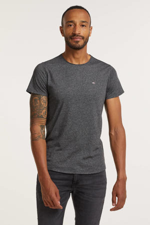 slim fit T-shirt Jaspe met katoen black mel√©e