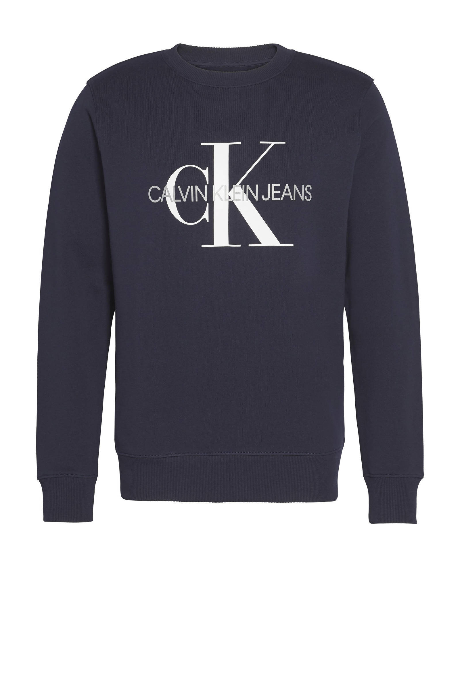CALVIN KLEIN JEANS sweater Iconic met logo donkerblauw | wehkamp