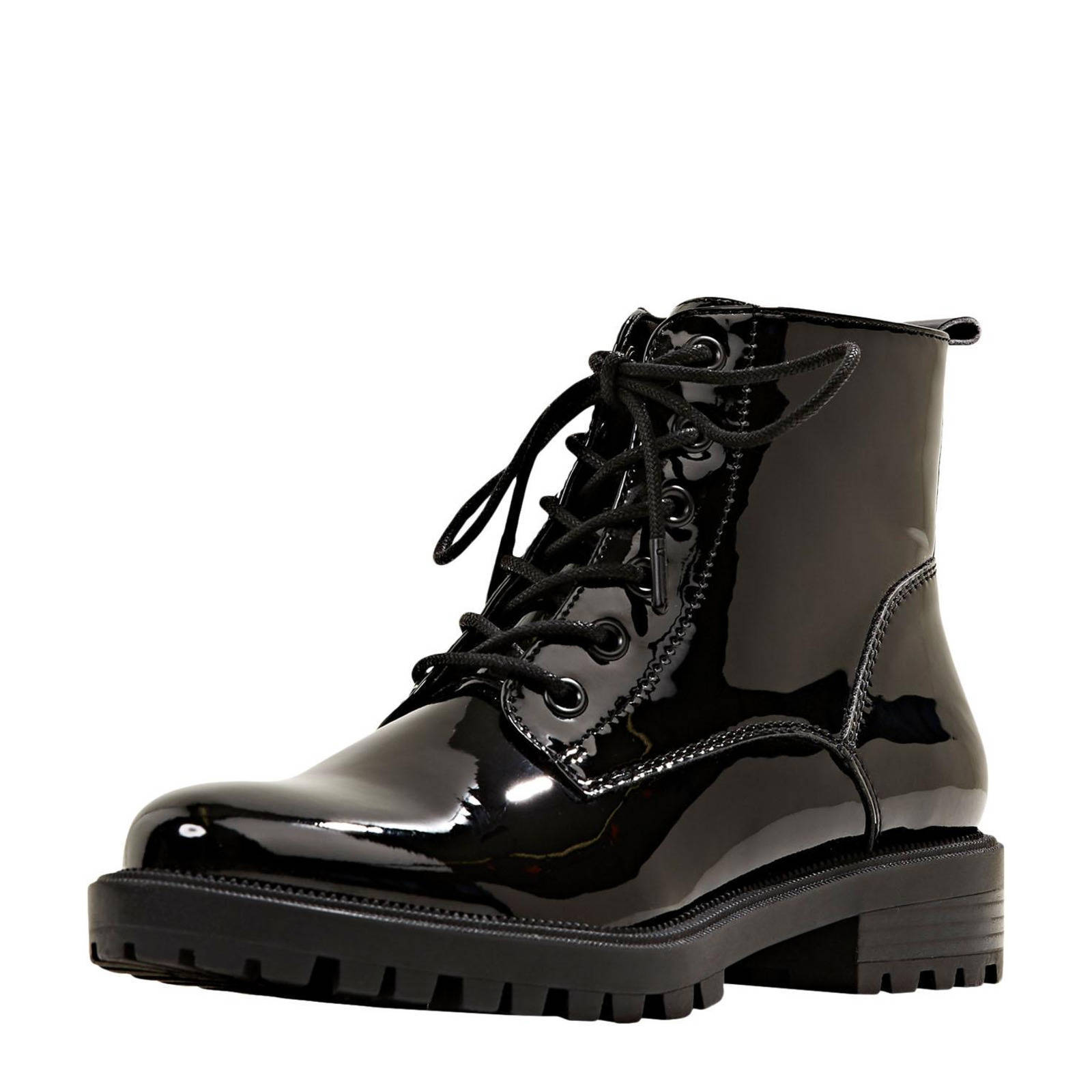 ESPRIT lak veterboots zwart | wehkamp