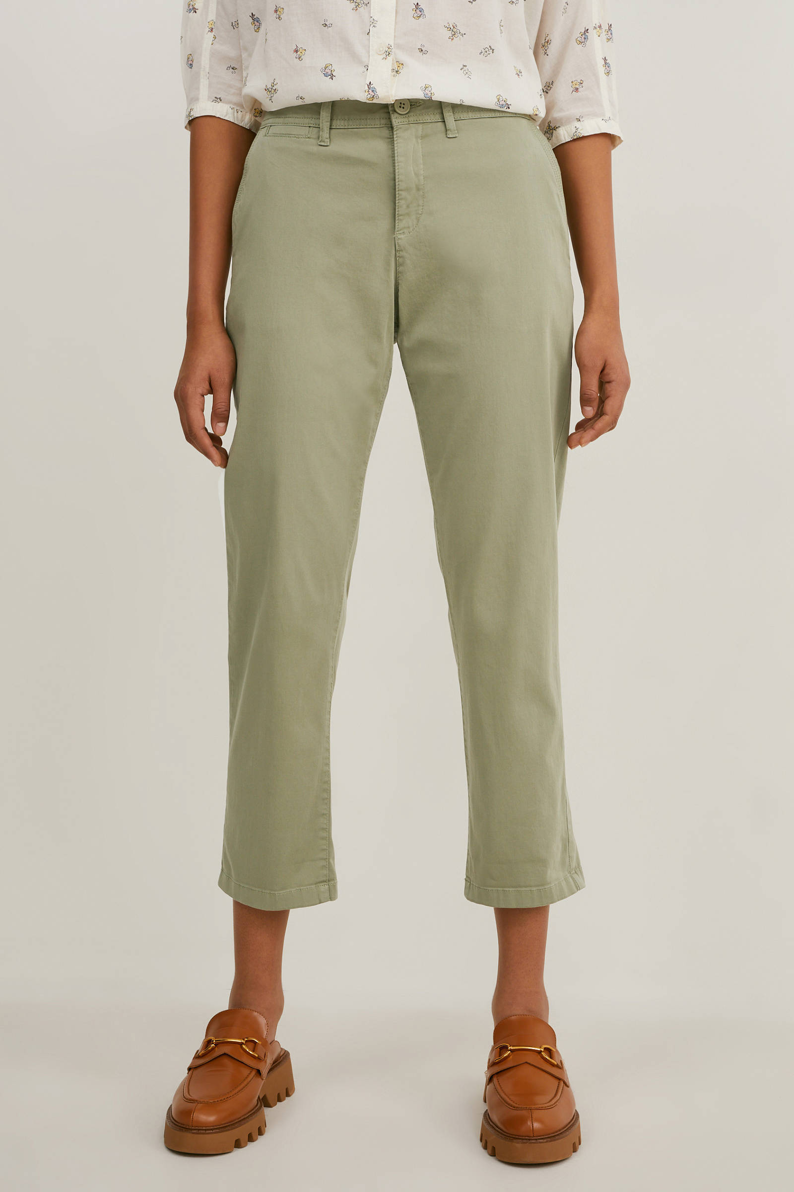 Ganni Katoen Cropped Pantalon in het Naturel pantalons en chinos voor 7/8 broeken Dames Kleding voor voor Broeken 