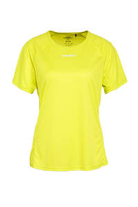 Gele dames Superdry Sport sport T-shirt Train Active van polyester met logo dessin, korte mouwen en ronde hals