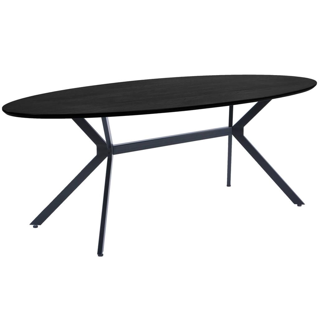WOOOD Bruno Eettafel Ovaal - Mdf - Zwart - 75x220x100